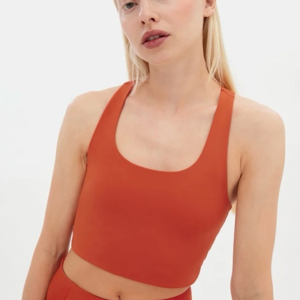 GIRLFRIEND COLLECTIVE Paloma Racerback Sports Bra Rust Orange Small